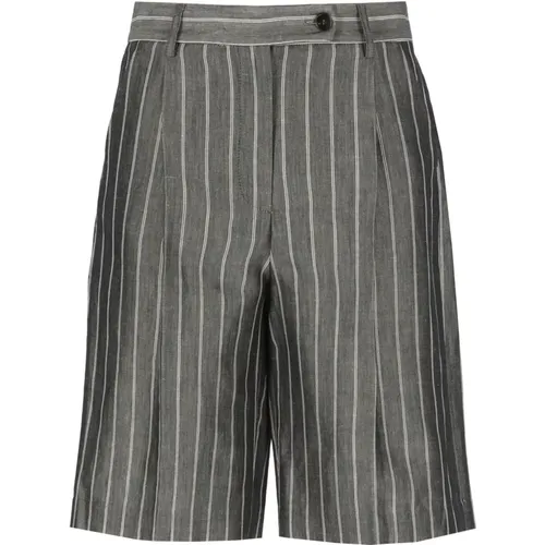 Striped Linen Blend Bermuda Shorts , female, Sizes: XS - Antonelli Firenze - Modalova
