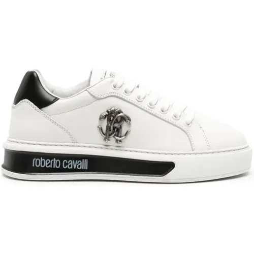 Weiße Leder Casual Sneakers Frauen - Roberto Cavalli - Modalova
