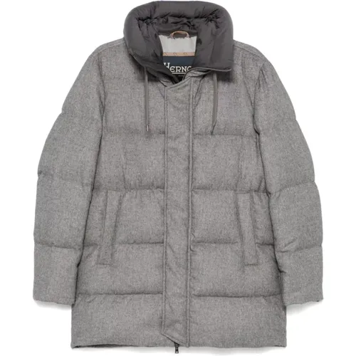 Grey Winter Coats , male, Sizes: XL, L - Herno - Modalova