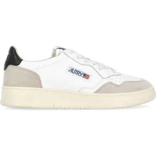 White Leather Sneakers with Embroidered Logo , male, Sizes: 6 UK - Autry - Modalova