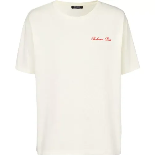 Signature Western T-Shirt , Herren, Größe: 3XL - Balmain - Modalova