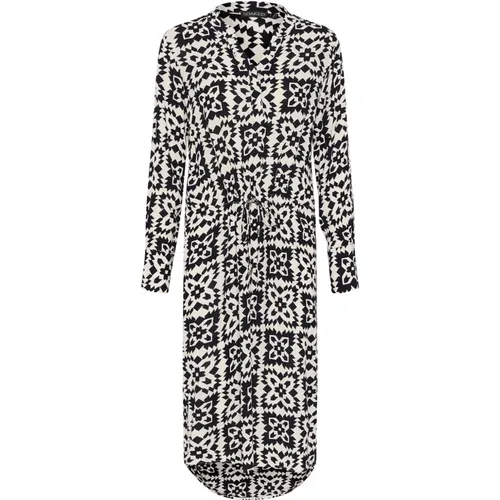 Printed Folklore Dress with Long Sleeves , female, Sizes: XS, S - Soaked in Luxury - Modalova