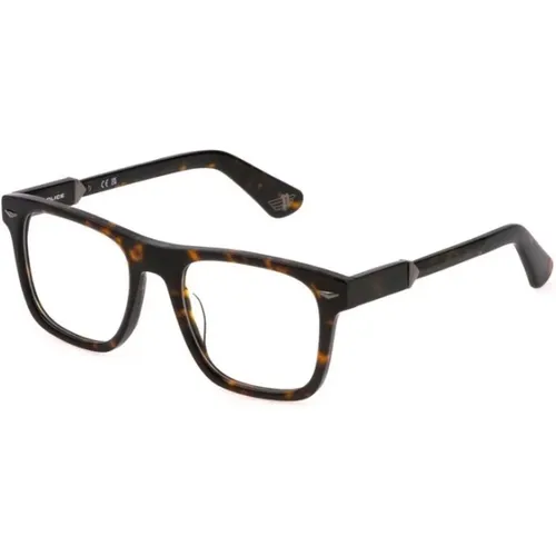 Stilvolle Shiny Dark Havana Brille , unisex, Größe: 52 MM - Police - Modalova