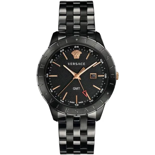 Stainless Steel GMT Watch , male, Sizes: ONE SIZE - Versace - Modalova