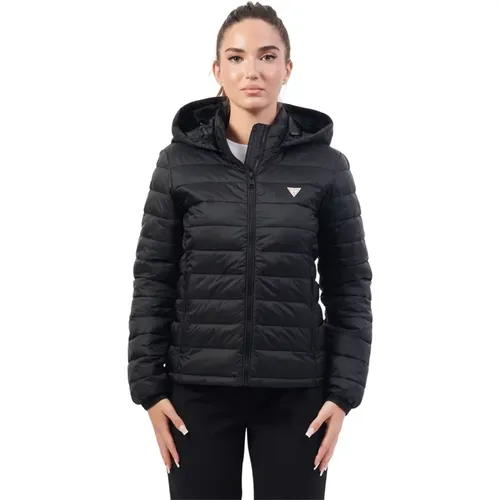 Schwarze Nylon Recycelte Ozean Puffer Jacke , Damen, Größe: S - Guess - Modalova