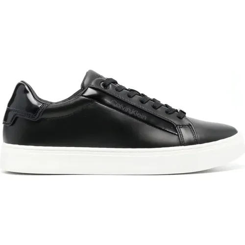 Schwarze Ledersneakers für Frauen , Damen, Größe: 36 EU - Calvin Klein - Modalova