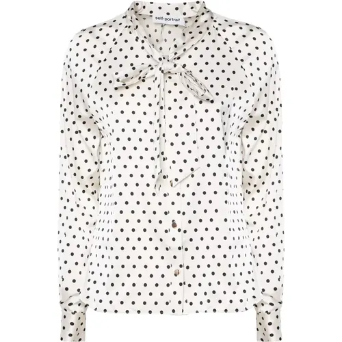 Bluse mit Polka Dots Langarm Creme - Self Portrait - Modalova