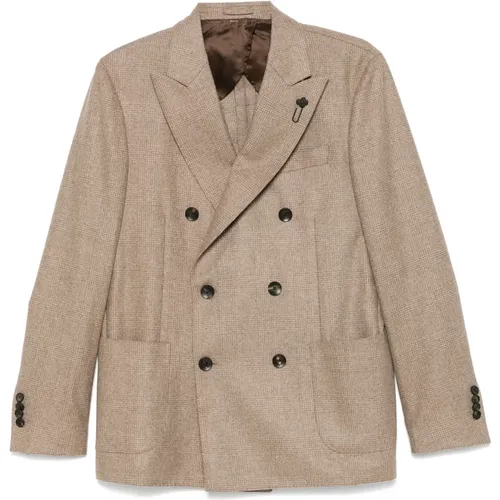 Wool/Cashmere Double-Breasted Blazer , male, Sizes: L, XL, 2XL - Lardini - Modalova