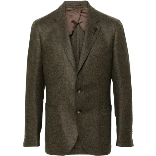 Wool-Cashmere Jacket with Brooch Detail , male, Sizes: L, 2XL, XL - Lardini - Modalova