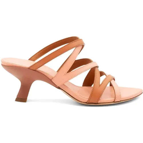 Leder Cross-Slip Sandalen in Beige/Rosa , Damen, Größe: 37 1/2 EU - Vic Matié - Modalova