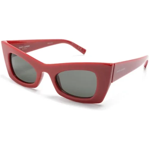 Rote Sonnenbrille mit Originalzubehör - Saint Laurent - Modalova