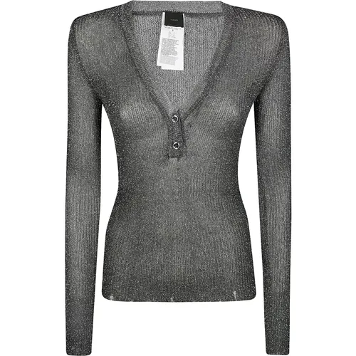 Ribbed Knit Sparkle Top , female, Sizes: S, XS - pinko - Modalova