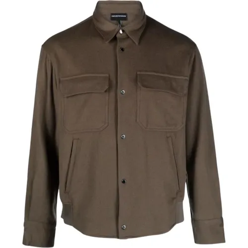 Dove Grey Brushed Effect Shirt , male, Sizes: XL - Emporio Armani - Modalova