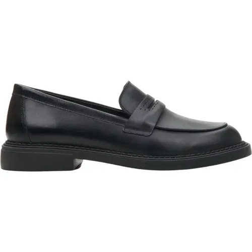 Schwarze Penny Loafers für Damen aus echtem italienischem Leder , Damen, Größe: 39 EU - Estro - Modalova