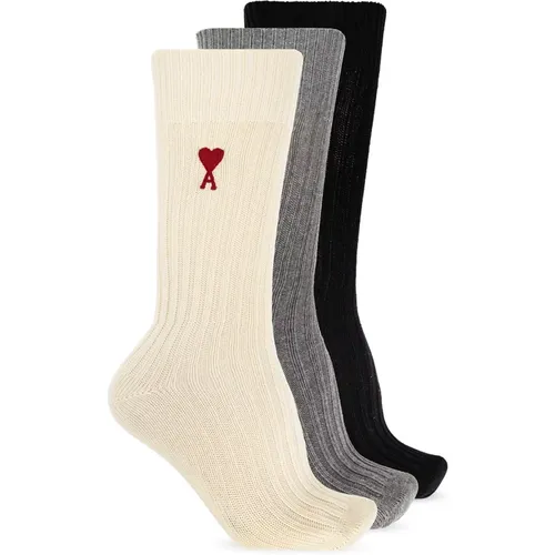 Socken 3er-Pack , Herren, Größe: M - Ami Paris - Modalova