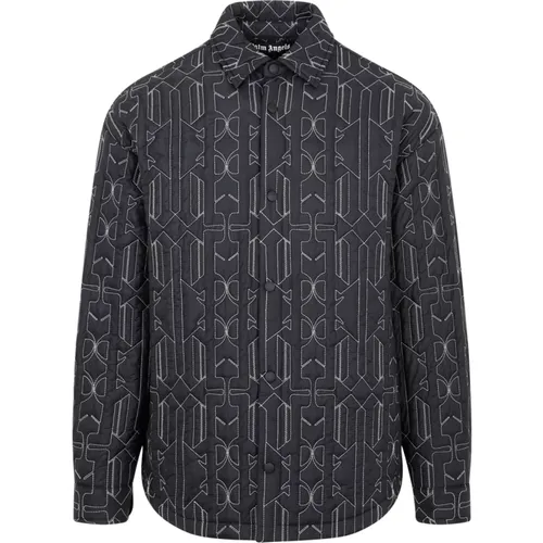 Monogram Quilted Overshirt , male, Sizes: M - Palm Angels - Modalova