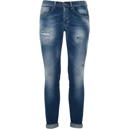 Denim Skinny Jeans mit Distressed Details , Herren, Größe: W38 - Dondup - Modalova