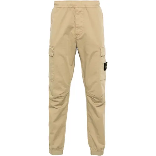 Braune Hose mit Kompass-Applikation,Cargohose aus Stretch-Baumwolle - Stone Island - Modalova