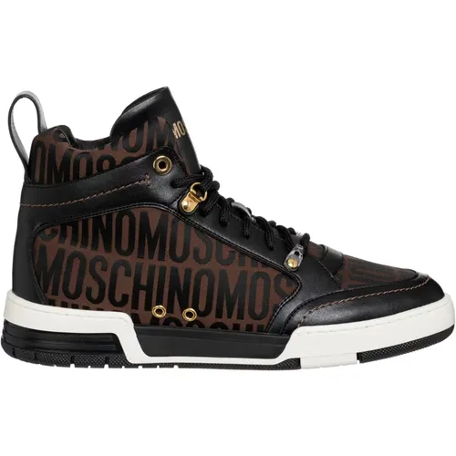 Logo High-top Sneakers Multicolor Muster , Herren, Größe: 40 EU - Moschino - Modalova