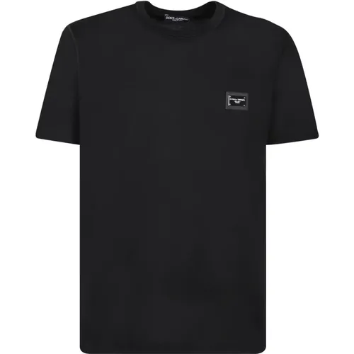 Cotton T-Shirt with Silver Logo , male, Sizes: M, S, 2XL, XL, L - Dolce & Gabbana - Modalova