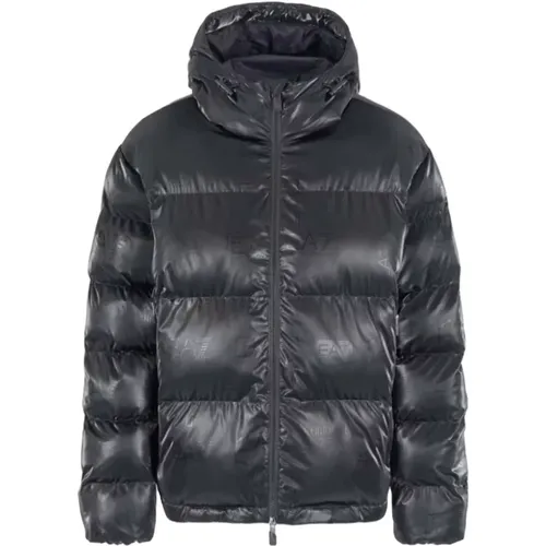 Coats with Hood and Logo Print , male, Sizes: M, S - Emporio Armani EA7 - Modalova