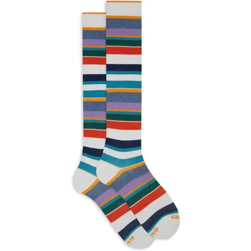 Italienische lange Socken, Mehrfarbige Streifen - Gallo - Modalova