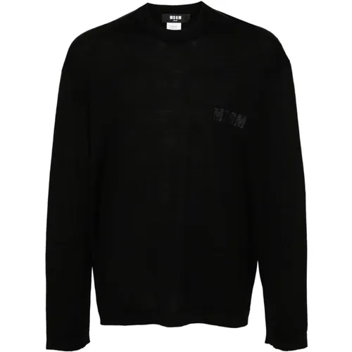 Knit Sweater Logo Print , male, Sizes: L, M, XL, S - Msgm - Modalova