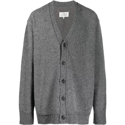 Grey Button-Up Knitted Cardigan , male, Sizes: L - Maison Margiela - Modalova