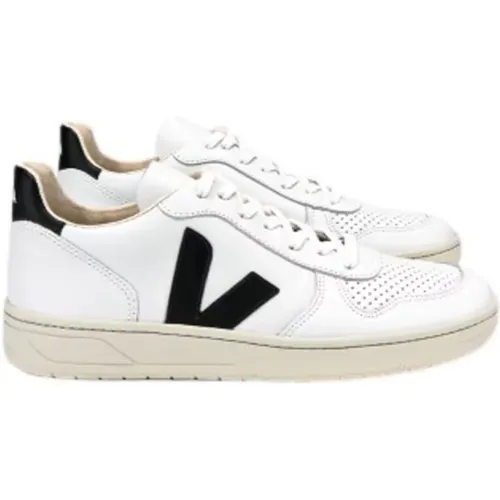 Weiße V-10 Sneakers mit Schwarzen Details , Herren, Größe: 44 EU - Veja - Modalova