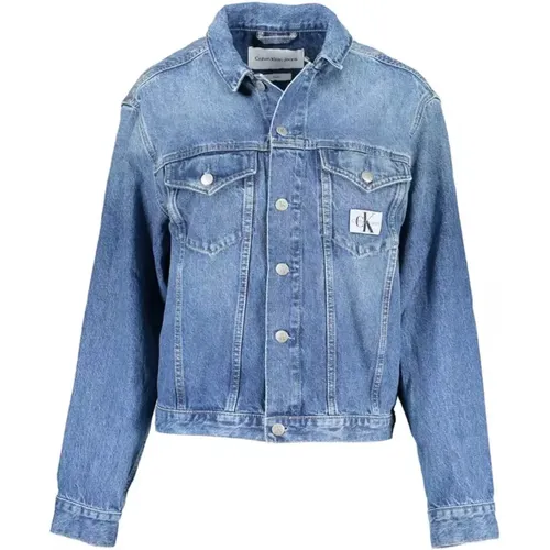 Light Denim Jacket with Logo , female, Sizes: L - Calvin Klein - Modalova