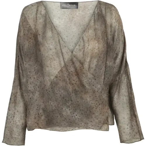 Silk Dejavu Print Cross Blouse , female, Sizes: 2XL, M, L, XL - Cortana - Modalova