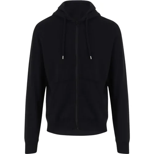 Schwarzer Baumwoll-Kapuzenpullover Regular Fit , Herren, Größe: L - C.P. Company - Modalova