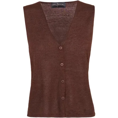 Premium Linen Silk Knit Vest , female, Sizes: S, XS, L, XL - Cortana - Modalova