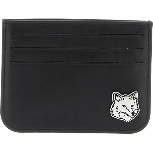 Fox head card holder , male, Sizes: ONE SIZE - Maison Kitsuné - Modalova