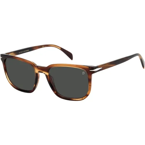 Striped Brown/Grey Sonnenbrillen , Herren, Größe: 54 MM - Eyewear by David Beckham - Modalova