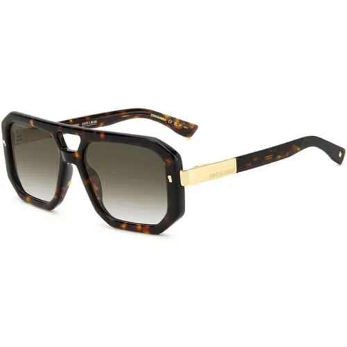 Green Shaded Havana Sunglasses , male, Sizes: 56 MM - Dsquared2 - Modalova