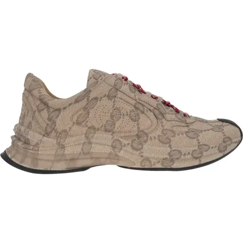 Beige and Ebony GG Print Low-Top Sneakers , male, Sizes: 6 1/2 UK - Gucci - Modalova