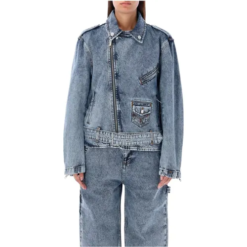 Kristall Frieden Denim Jacke - Moschino - Modalova