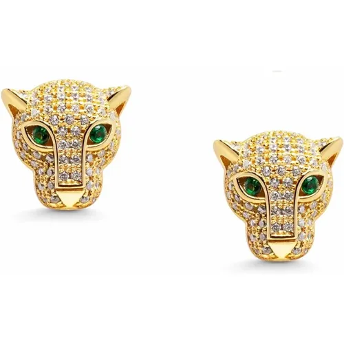 Gold Panther Stud Earrings , female, Sizes: ONE SIZE - Nialaya - Modalova