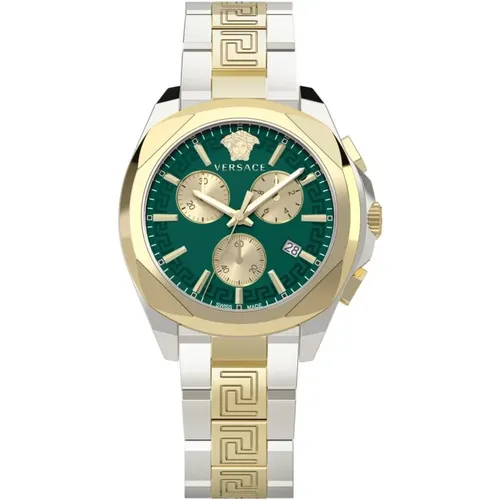 Chrono Lady Bicolor Green Watch , female, Sizes: ONE SIZE - Versace - Modalova