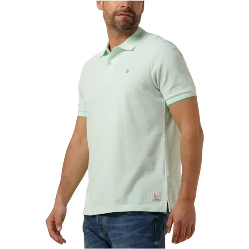 Herren Melange Polo T-shirt Minze , Herren, Größe: L - Scotch & Soda - Modalova