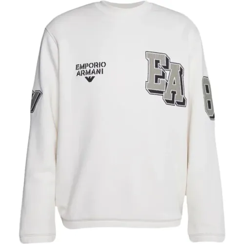 Vanilla Baumwoll-Sweatshirt mit Besticktem Logo - Emporio Armani - Modalova