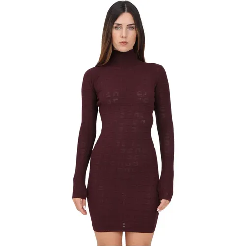 Burgund Mesh Strickkleid , Damen, Größe: XL - Elisabetta Franchi - Modalova