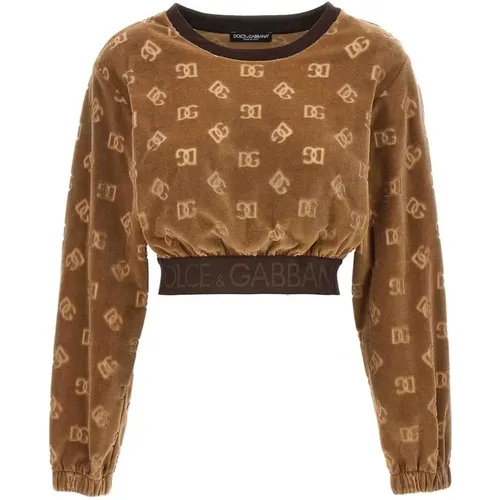 Cropped Sweatshirt Made in Italy , female, Sizes: XS - Dolce & Gabbana - Modalova