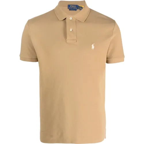 Maßgeschneidertes Slim-Fit-Baumwoll-Mesh-Polohemd , Herren, Größe: M - Ralph Lauren - Modalova