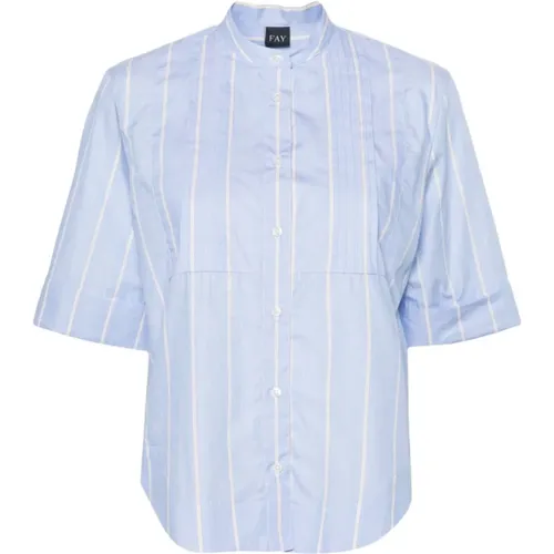 Striped Cotton Shirt , female, Sizes: L, XS - Fay - Modalova