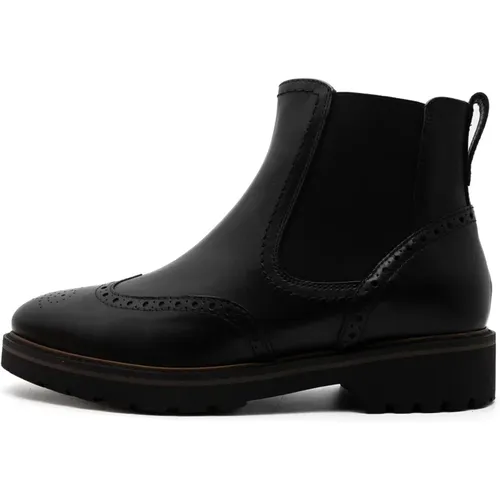 Schwarze Leder Chelsea Boots mit Absatzsohle , Damen, Größe: 35 EU - Nerogiardini - Modalova