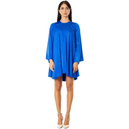 Seiden Satin Kleid - Elektrisch Blau , Damen, Größe: S - Forte Forte - Modalova