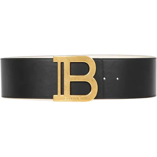Leather Belt with Adjustable Closure , female, Sizes: 80 CM, 75 CM - Balmain - Modalova