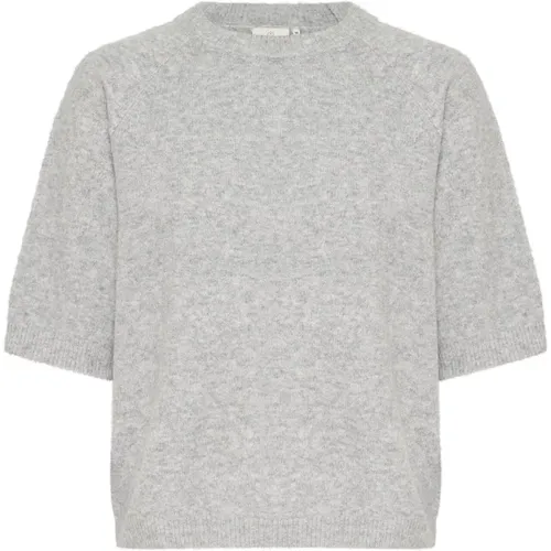 Grau Melange Strick Pullover Sweater - Kaffe - Modalova